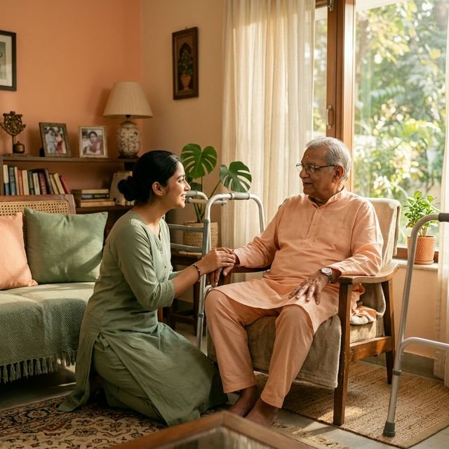 Caregiver with elderly man